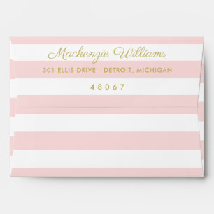 Enveloppe Mariage Moderne Rayure Rose Blush Or