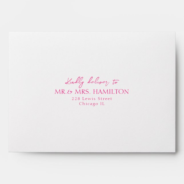 Enveloppe Mariage moderne rose et orange (Devant)