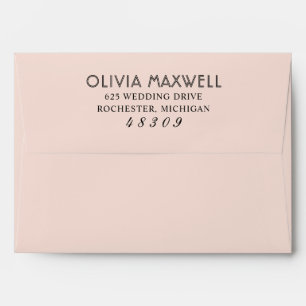 Enveloppe Mariage Moderne Rose Pâle et Noir