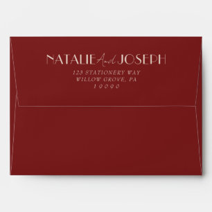 Enveloppe Mariage Moderne Rouge Profond Rétro Fantaisiste Am