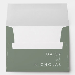 Enveloppe Mariage moderne Sage Green Fiançailles