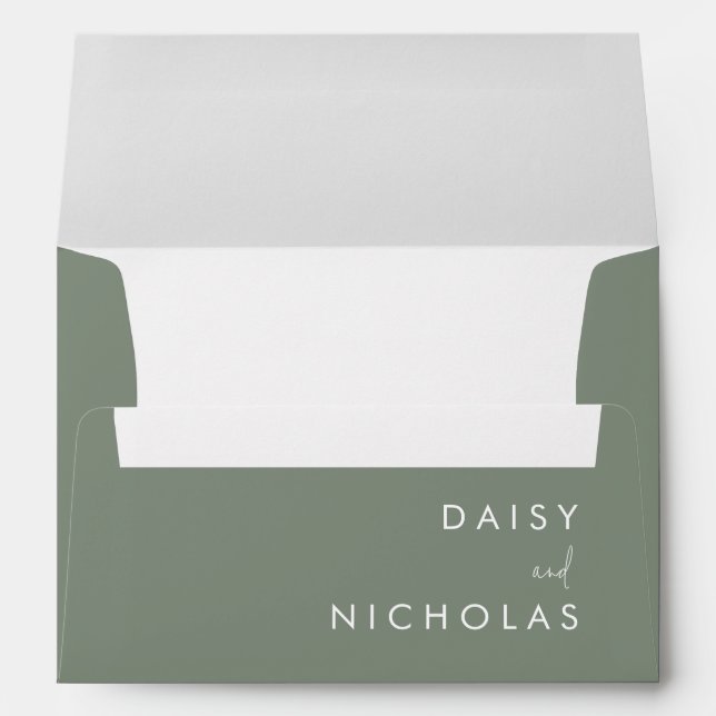 Enveloppe Mariage moderne Sage Green Fiançailles (Dos (Bas))