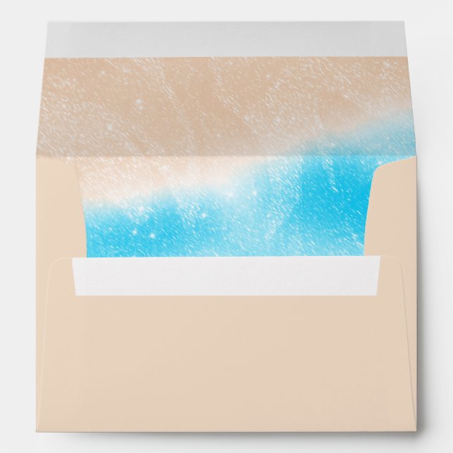 Enveloppe Mariage moderne Sandy Beach Waves (Dos (Bas))