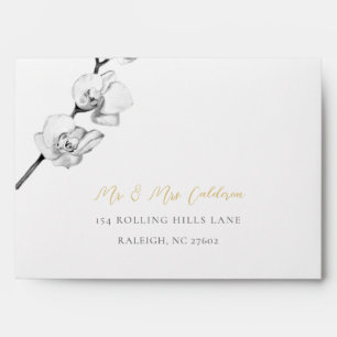 Enveloppe Mariage moderne simple Black White Orchi