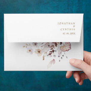 Enveloppe Mariage Moderne Simple d'Automne avec Fleurs Séché