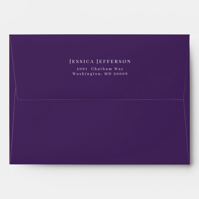 Enveloppe Mariage moderne simple foncé violet (Dos (Haut rabat))