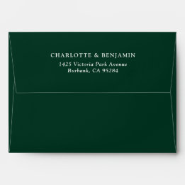 Enveloppe Mariage moderne vert foncé personnalisé 5,25x7,25