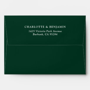 Enveloppe Mariage moderne vert foncé personnalisé 5,25x7,25