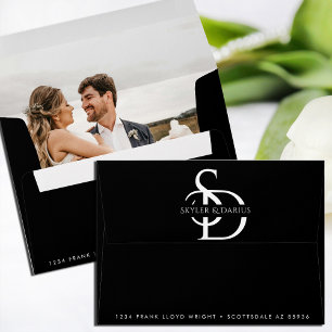 Enveloppe Mariage Monogramme Adresse de retour personnalisée
