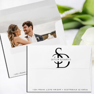 Enveloppe Mariage Monogramme Adresse de retour personnalisée