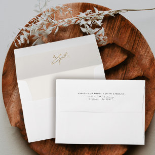 Enveloppe Mariage Monogramme Ampersand Floral Or Moderne