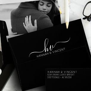 Enveloppe Mariage Monogramme Calligraphie Script Minimal Chi