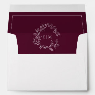 Enveloppe Mariage Monogramme de cime feutrée de Bourgogne mo