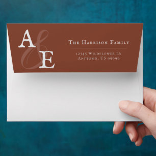 Enveloppe Mariage Monogramme minimaliste italien Sunset Oran