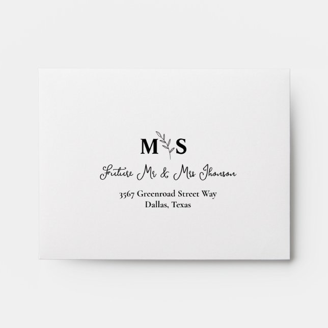 Enveloppe Mariage Monogramme minimaliste moderne (Devant)