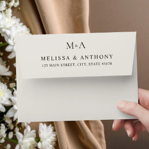 Enveloppe Mariage Monogramme minimaliste moderne