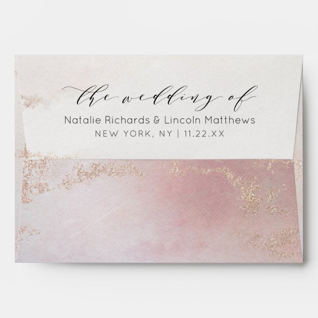 Enveloppe Mariage Monogramme Ombre Blush Pink Froid (Dos (Haut rabat))