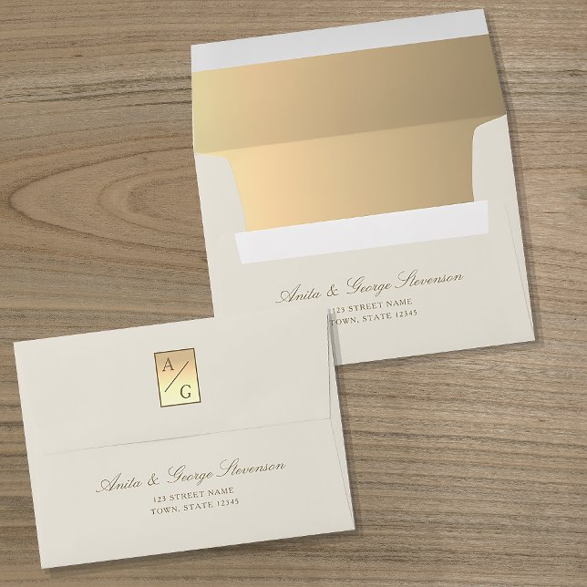 Enveloppe Mariage Monogramme Or (Créateur téléchargé)