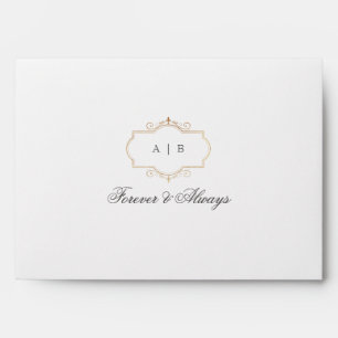 Enveloppe mariage monogramme or classique romantique