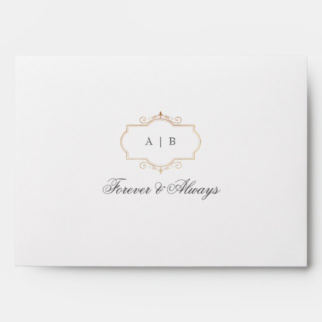 Enveloppe mariage monogramme or classique romantique (Devant)