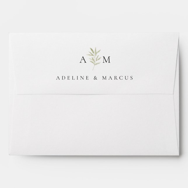 Enveloppe Mariage Monogramme simple branche (Dos (Haut rabat))