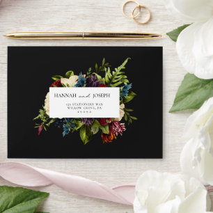 Enveloppe Mariage Moody Bourgogne et Florals noirs