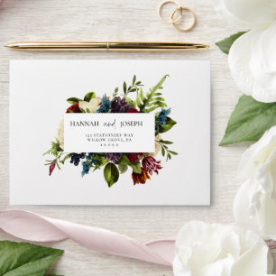 Enveloppe Mariage Moody Bourgogne Florals