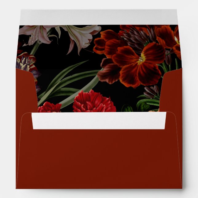 Enveloppe Mariage Moody Floral foncé (Dos (Bas))