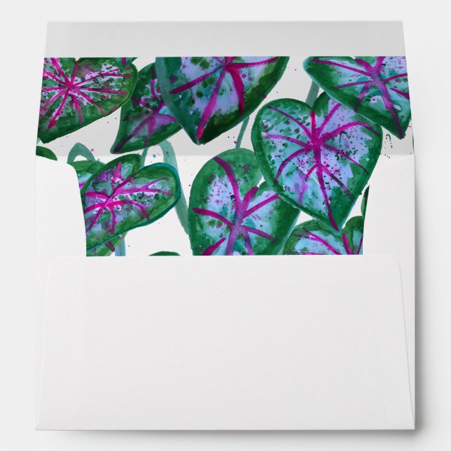Enveloppe Mariage Motif couleur feuille de Caladium (Dos (Bas))