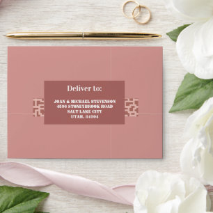 Enveloppe Mariage Motif en terre cuite moderne Pré-adressé