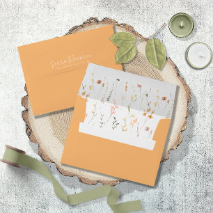 Enveloppe Mariage Motif Fleur sauvage Sunny Orange ID1023