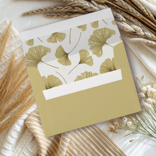 Enveloppe Mariage Motif Ginkgo Aquarelle Jaune