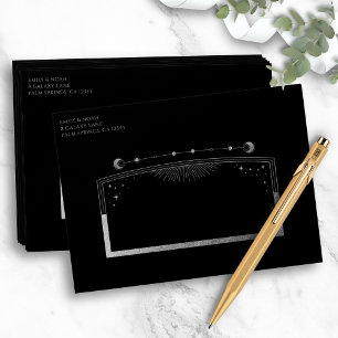 Enveloppe Mariage mystique Black Silver Sun Moon Stars