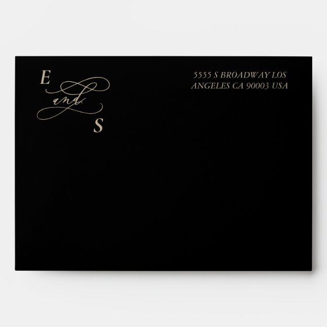 Enveloppe Mariage mystique de calligraphie noire et dorée (Devant)