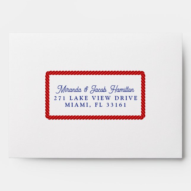Enveloppe Mariage nautique blanc bleu bleu Aquarelle RSVP (Devant)