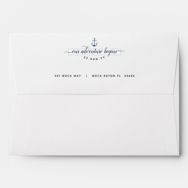 Enveloppe Mariage Nautique Traditionnel Floride Authentique (Dos (Haut rabat))
