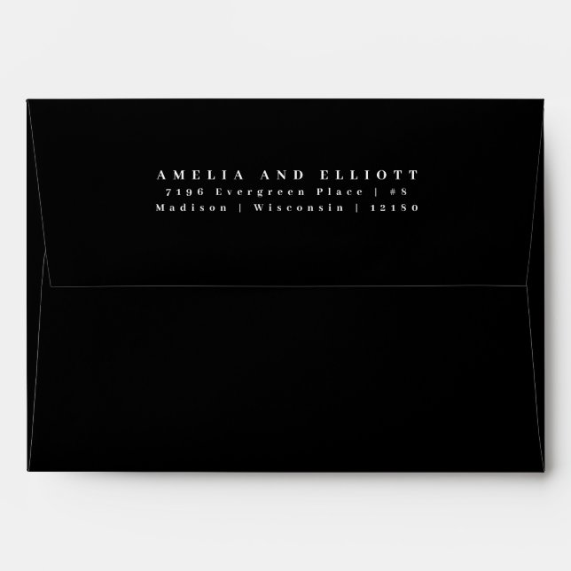 Enveloppe Mariage noir blanc 5x7 préimpression (Dos (Haut rabat))