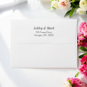 Enveloppe Mariage noir blanc Adresse de retour
