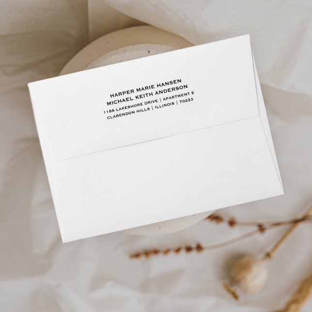 Enveloppe Mariage noir blanc élégant moderne Adresse de reto (Créateur téléchargé)