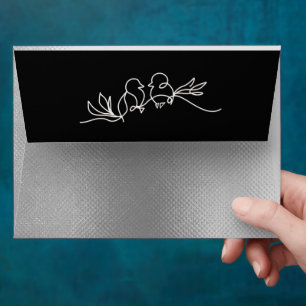 Enveloppe Mariage noir chic argent