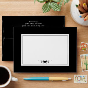 Enveloppe Mariage noir et blanc foncé gothique
