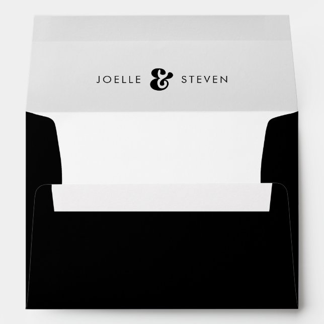 Enveloppe Mariage noir et blanc rétro élégant (Dos (Bas))