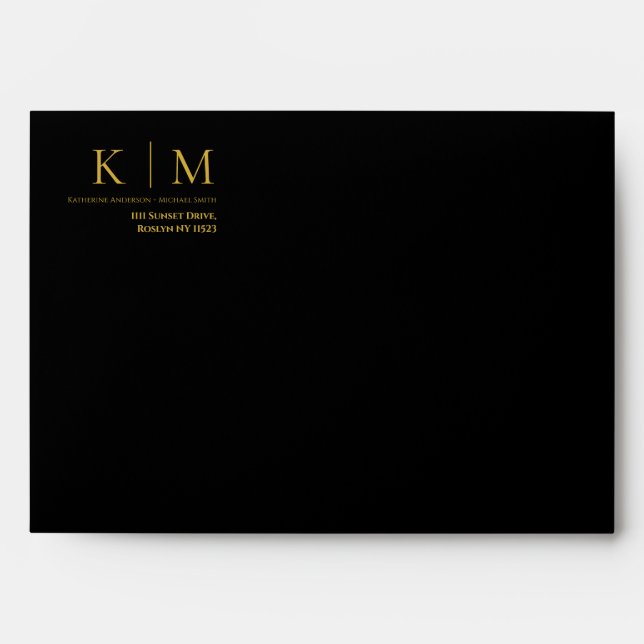 Enveloppe Mariage noir et or- (Devant)