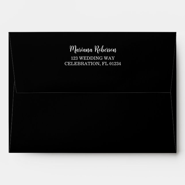 Enveloppe Mariage noir floral automne (Dos (Haut rabat))