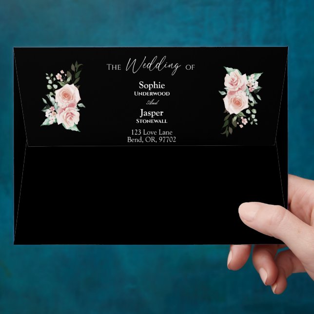 Enveloppe Mariage noir flou simple (Hand)