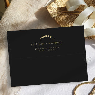 Enveloppe Mariage noir Lune d'or