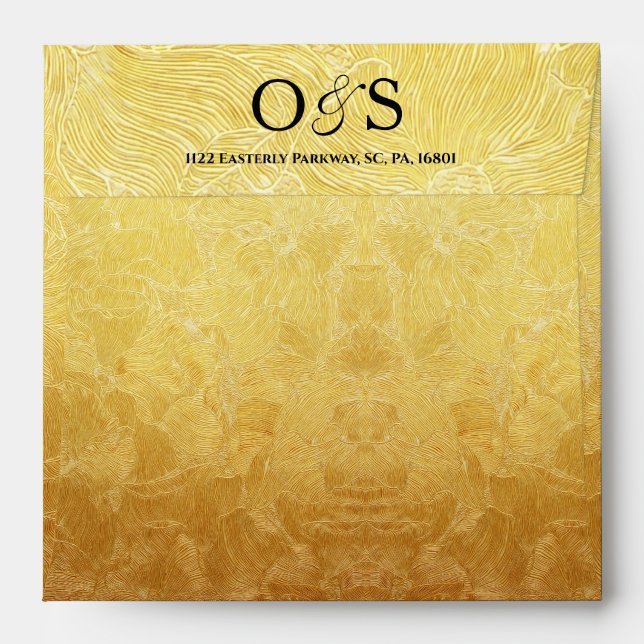 Enveloppe Mariage noir & or Foil de luxe (Dos (Haut rabat))