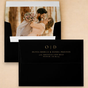 Enveloppe Mariage noir photo minimaliste moderne