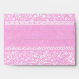 Enveloppe Mariage occidental rustique rose à motifs cachemir