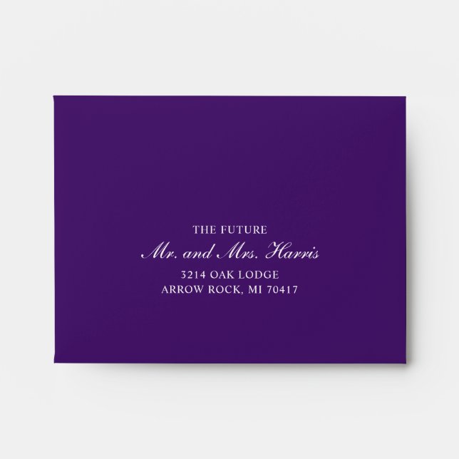 Enveloppe Mariage officiel Royal violet auto-adressé RSVP (Devant)